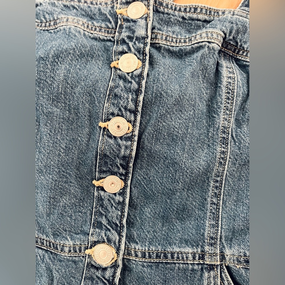 Levi’s Denim Mini Button Front Jean Dress Coastal Cowgirl Western Cottagecore - Picture 6 of 8